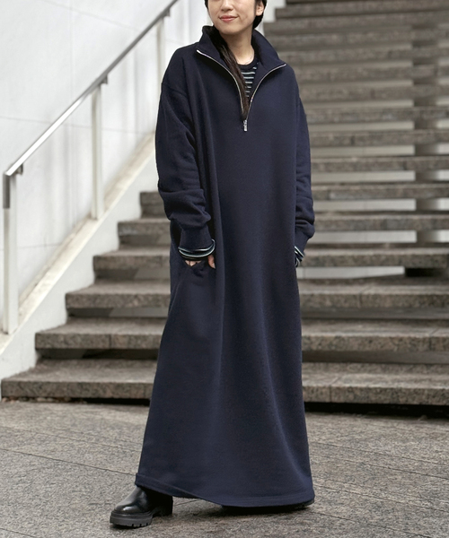 EVERYDAY I LIKE. ワンピース ハーフジップスウェットドレス