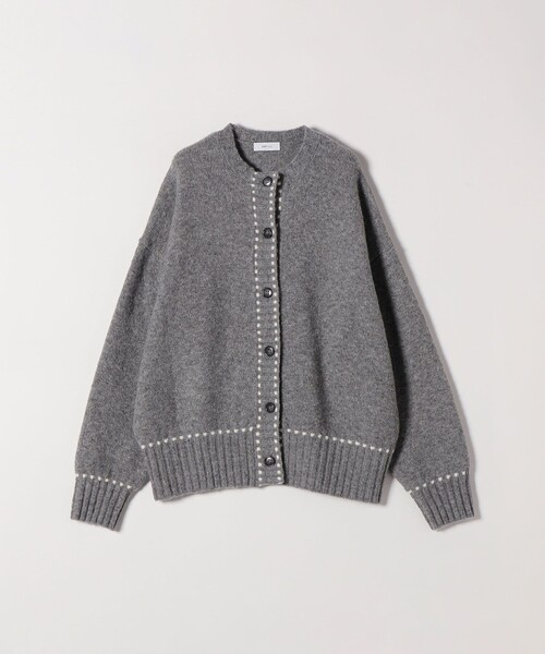 SHIPS any カーディガン any:「手洗い可能」ステッチ デザイン ルーズ