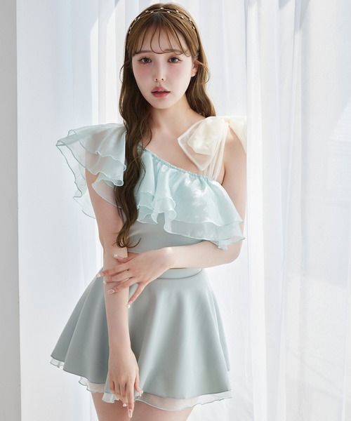 one after another NICE CLAUP 水着 swimwear/肩リボンワンショルダー