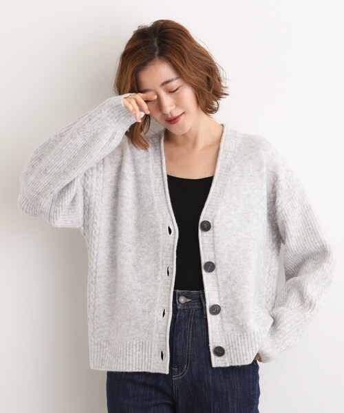 grove（グローブ） カーディガン ケーブルアクセント Vネック