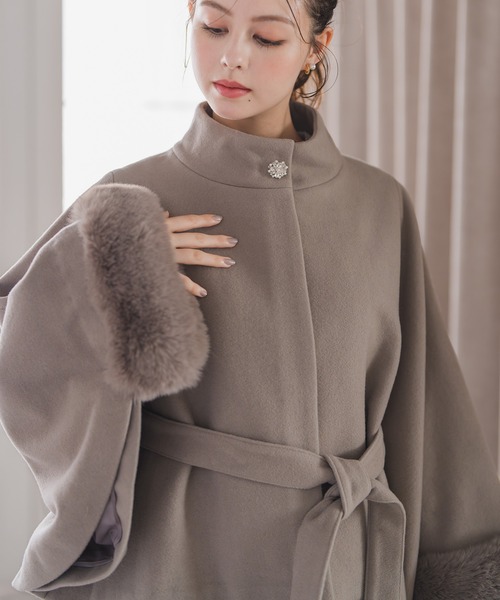 MISCH MASCH（ミッシュマッシュ） ポンチョ 2025秋冬新作 ブローチ付き