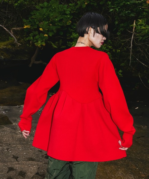 OMMO（オーエムエムオー） カーディガン TUCK FLARE KNIT CD