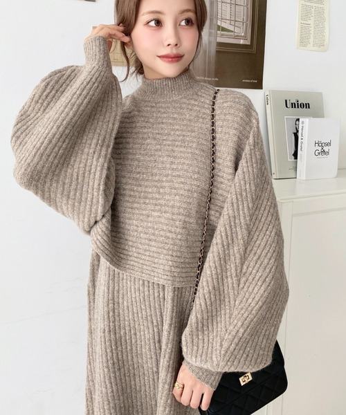 moment+ ワンピース 「セットアップニット」アルパカタッチハイネック