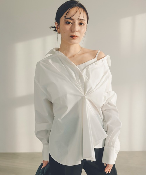 anuans（アニュアンス） ブラウス シャツ フロントタックデザイン