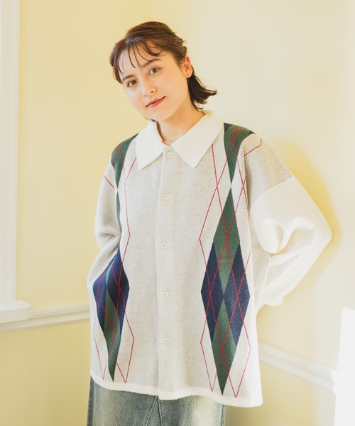 JINCL（ジンクル） シャツ Argyle Knit Shirt / アーガイルニット