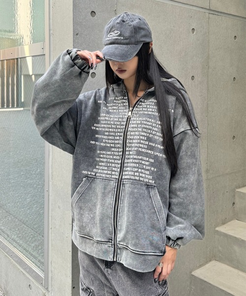 KsG パーカー レタープリントウォッシュビッグパーカー レディース