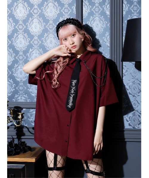 NOEMIE（ノエミー） ブラウス シャツ ネクタイ付きユニセックス5分袖