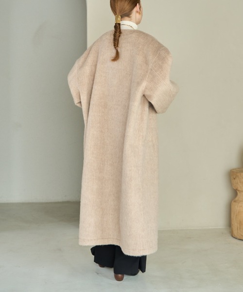 hinari（ヒナリ） コート アウター ノーカラーシャギーロングコート