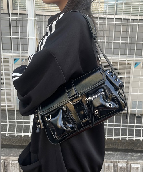 ショルダーバッグ バッグ ダブルポケットショルダーバッグ レディース