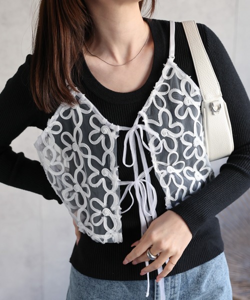 sakishimatokyo キャミソール 「前後2WAY」チュールコード刺繍ビスチェ