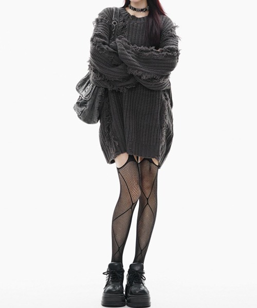 Chick ニット セーター Fringe damage knit / フリンジダメージニット