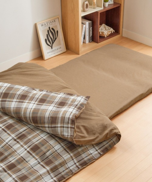 iellio ベッド 寝具 チェック柄カバーリング シャンブレー調 布団