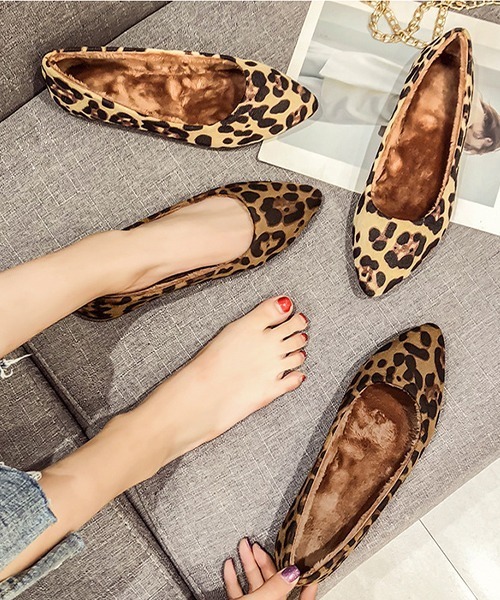 c.u.l パンプス 裏ボア ぬくぬく レオパード フラットシューズ culs100