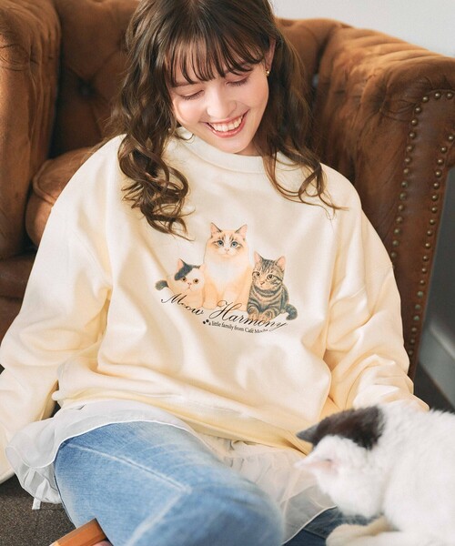 Feroux（フェルゥ） トレーナー スウェット 「洗える」猫ちゃん