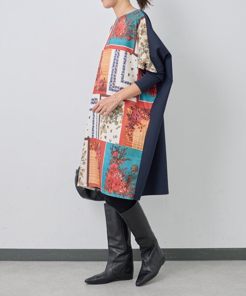 BEARDSLEY（ビアズリー） ワンピース スカーフパッチワークプリント