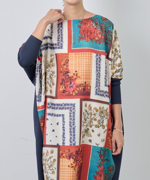 BEARDSLEY（ビアズリー） ワンピース スカーフパッチワークプリント