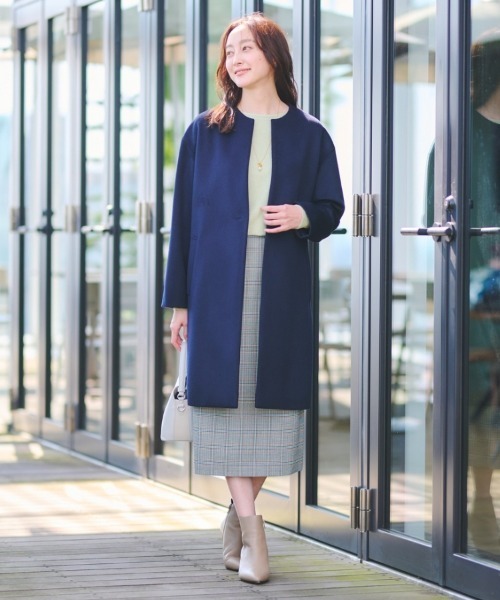 UNTITLED（アンタイトル） ノーカラーコート コート 「ゆったり/軽やか