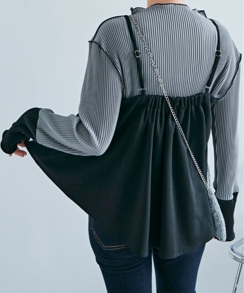 キャミソール ストレスフリーで華やか見え。「mochiz ele」プリーツ