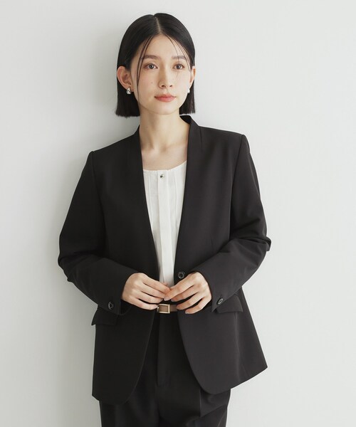 THE SHOP TK ジャケット ノーカラージャケット 「汚れ防止／シワになり