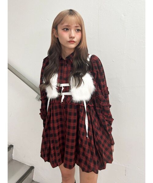 jouetie（ジュエティ） ワンピース フリルショルダーバルーンミニ