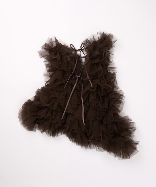 NOTRE emor（ノートルエモア） ブラウス シャツ asymmetry tulle tops