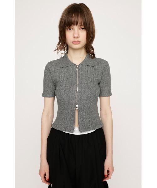 SLY（スライ） tシャツ FRONT ZIP CUT RIB TOPS フロント ジップ
