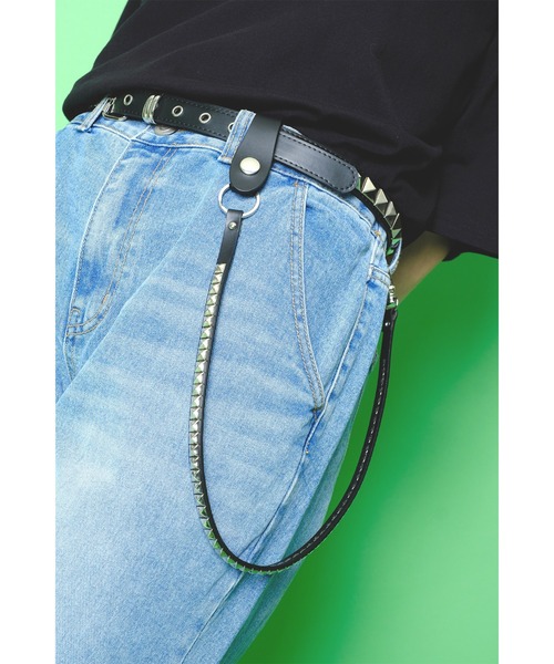 ウォレットチェーン an meets zakka ピラミッドスタッズレザー