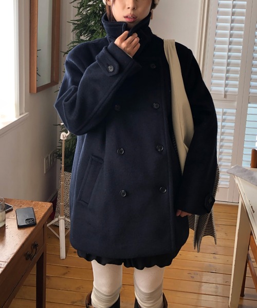 FAVORITO ピーコート pコート ダブルブレストメルトンジャケット