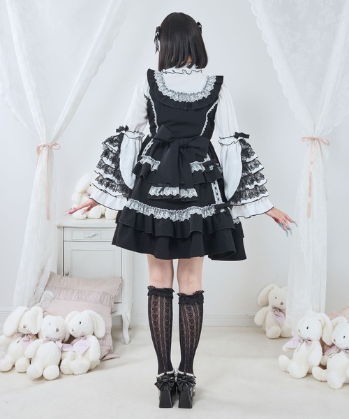 DearMyLove ジャンパースカート フリルたっぷりはしごレースリボン