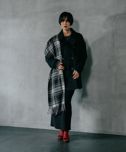 LEPSIM ウーリーダブルミドルチェックコート LEPSIM｜ウーリーダブル