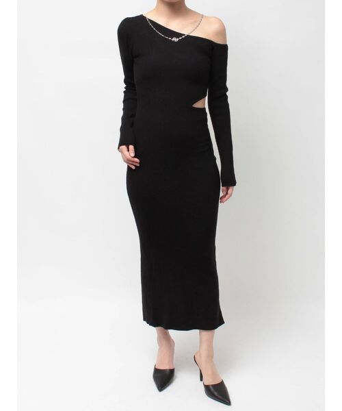 GYDA（ジェイダ） ワンピース GG CHAIN LEFT OPEN LONGニット