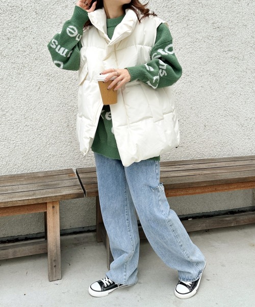 CLEA ダウンベスト ベスト スタンドカラーフェイクダウン/中綿オーバー