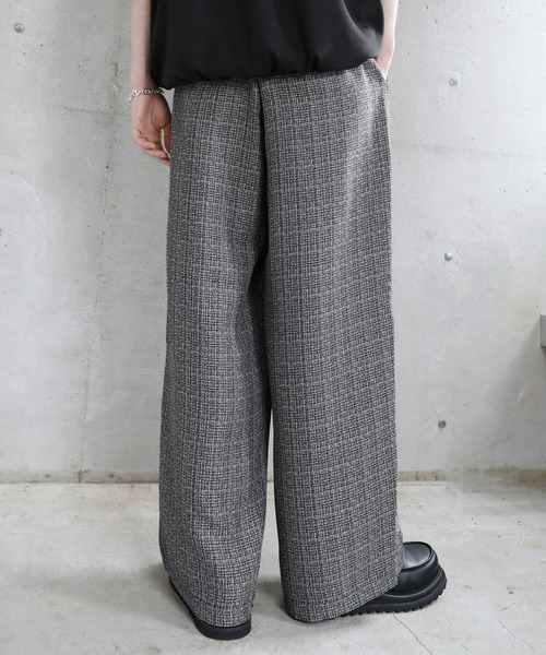 パンツ 総柄サマーツイードワイドバギーパンツ「セットアップ可能