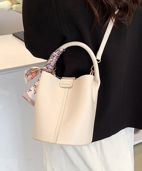 c.u.l ショルダーバッグ バッグ 着脱可能 スカーフデザイン バケツ型