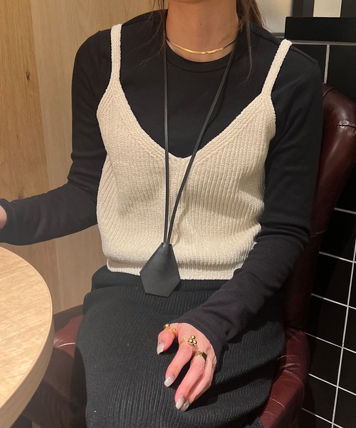 I-SOOK（アイスー） キャミソール キャミソールニットビスチェ(chiica