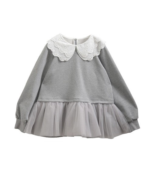 Fit more（フィットモア） レース衿裾ドッキングスウェット レディース