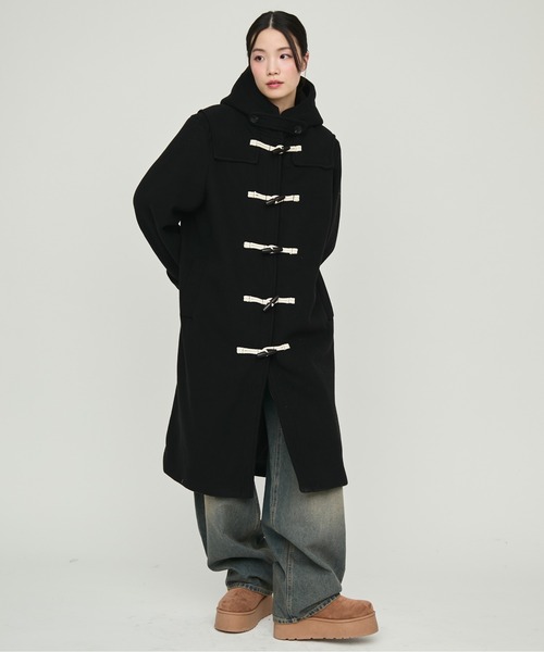 NUJOH ダッフルコート コート Monotone Double Fabric Hood Duffle