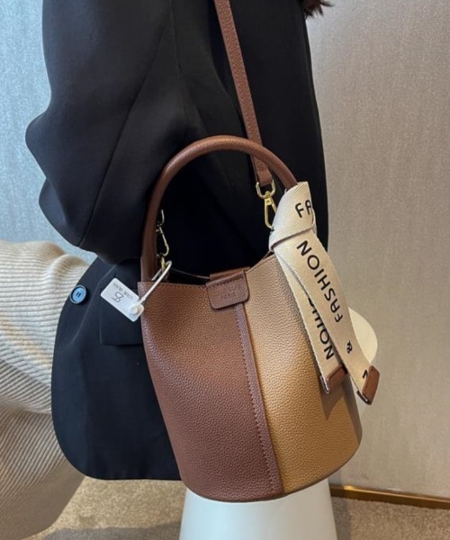 ショルダーバッグ バッグ 2way バイカラー バケットショルダーバック