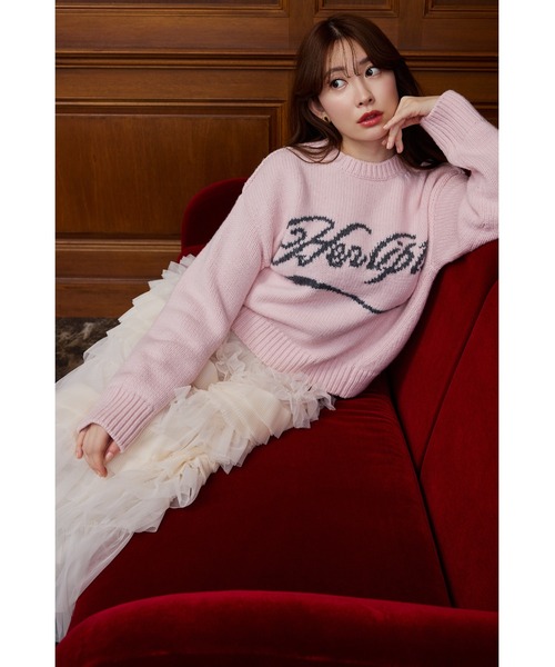 Her lip to ニット セーター Loved one Logo Jacquard Knit レディース