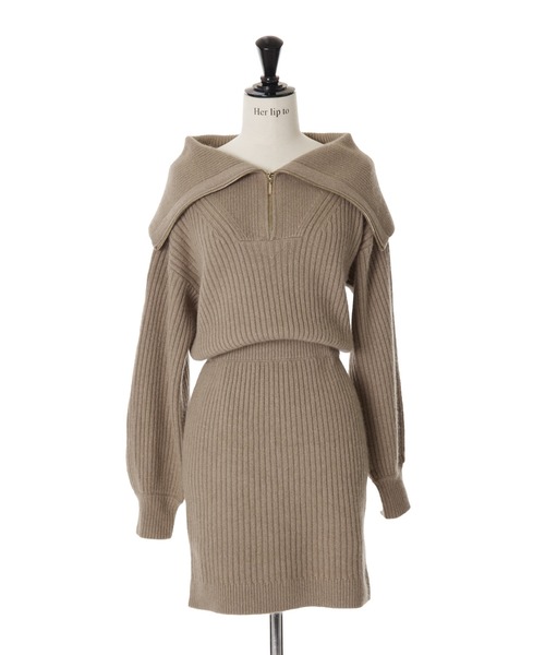 Her lip to ワンピース Half Zip Knit Mini Dress : ZOZOTOWN Yahoo!店
