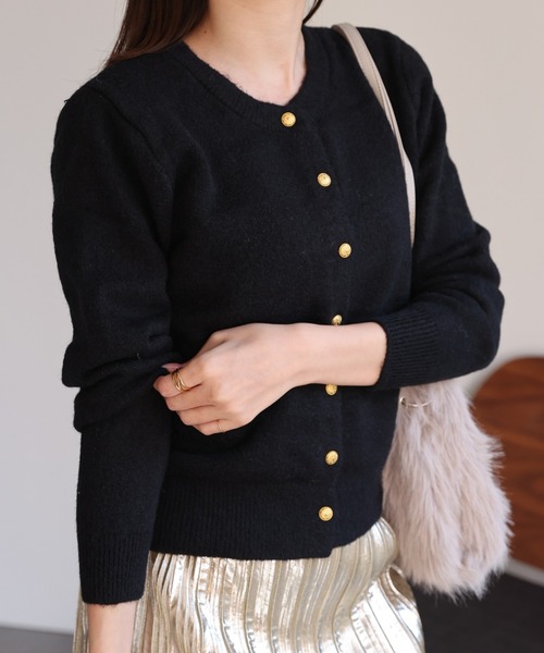 sakishimatokyo カーディガン クルーネックカーディガン/カーデ/金