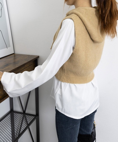 miniministore（ミニミニストア） ベスト ジレ フード付きジップニット