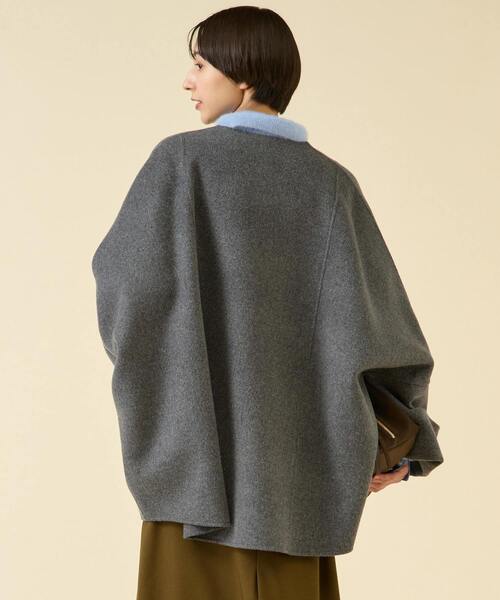 martinique（マルティニーク） ポンチョ ウールリバーノーカラーコート