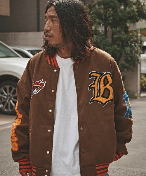 ALL RUNS スタジャン フェイクメルトン サガラワッペンスタジャン