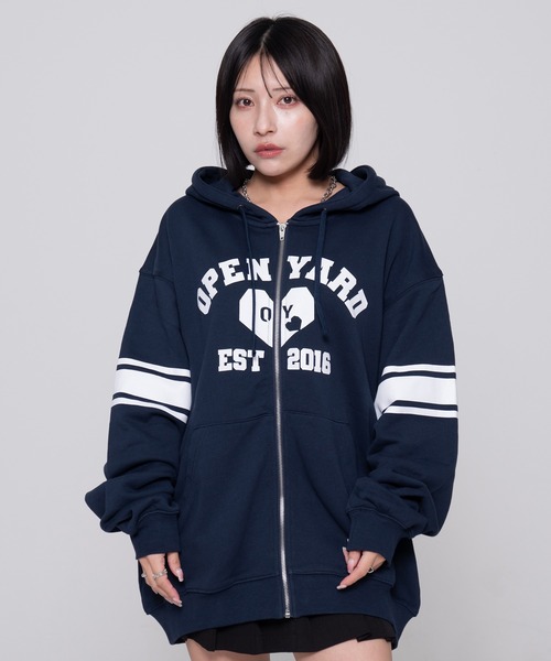 OY（オーワイ） パーカー COLLEGE HEART HOODIE ZIP UP/カレッジ