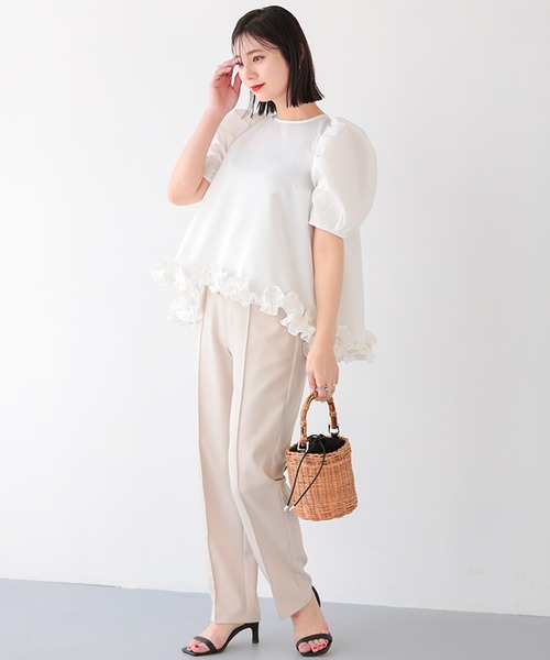 Fit more（フィットモア） ブラウス シャツ 裾フリルフレアトップス