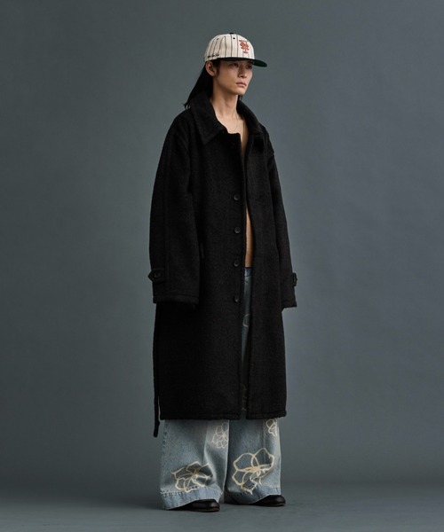soerte ステンカラーコート コート Wool Blend Shaggy Over Coat