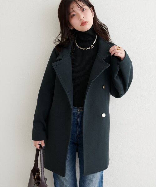 natural couture コート アウター 「ako」スタンドカラーミドル丈