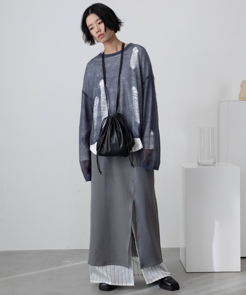 ショルダーバッグ バッグ ヴィーガンレザー巾着ショルダーバッグ