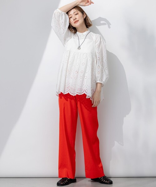 ブラウス シャツ 「洗える」コットンエンブロイダリー キャミソール